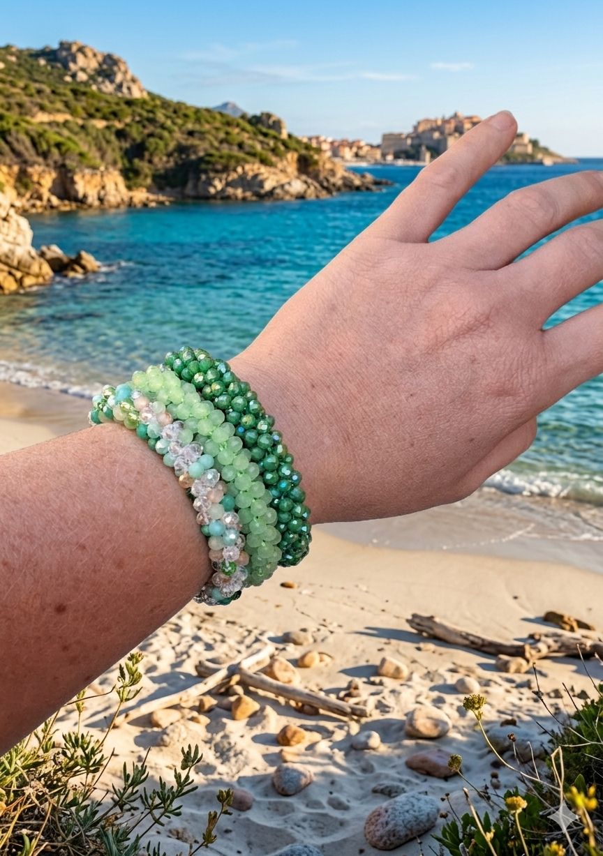 Bracelet Cristaux Facettes Colorés — Bijou Élastique Tendance Été