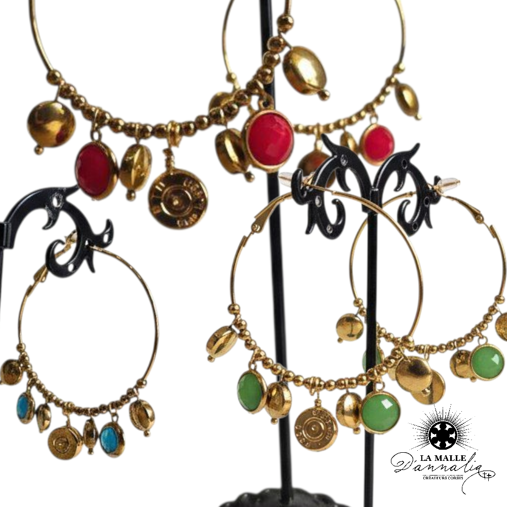 Boucle d’oreille creation corse  douille  Recyclée boucles colorés