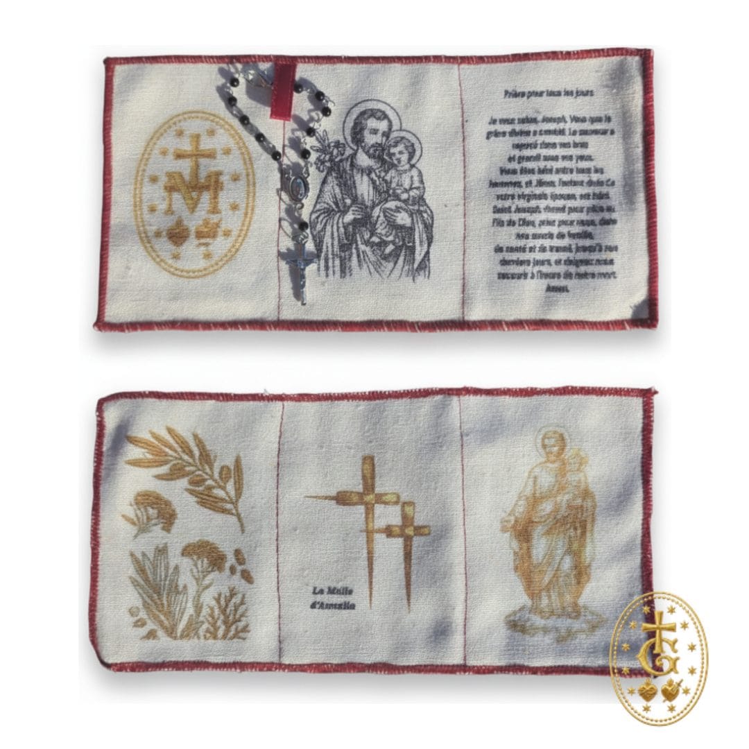 Scapulaire Saint Joseph, saint patron de Bastia, coton 20 x 10 cm — cadeau religieux fête des pères