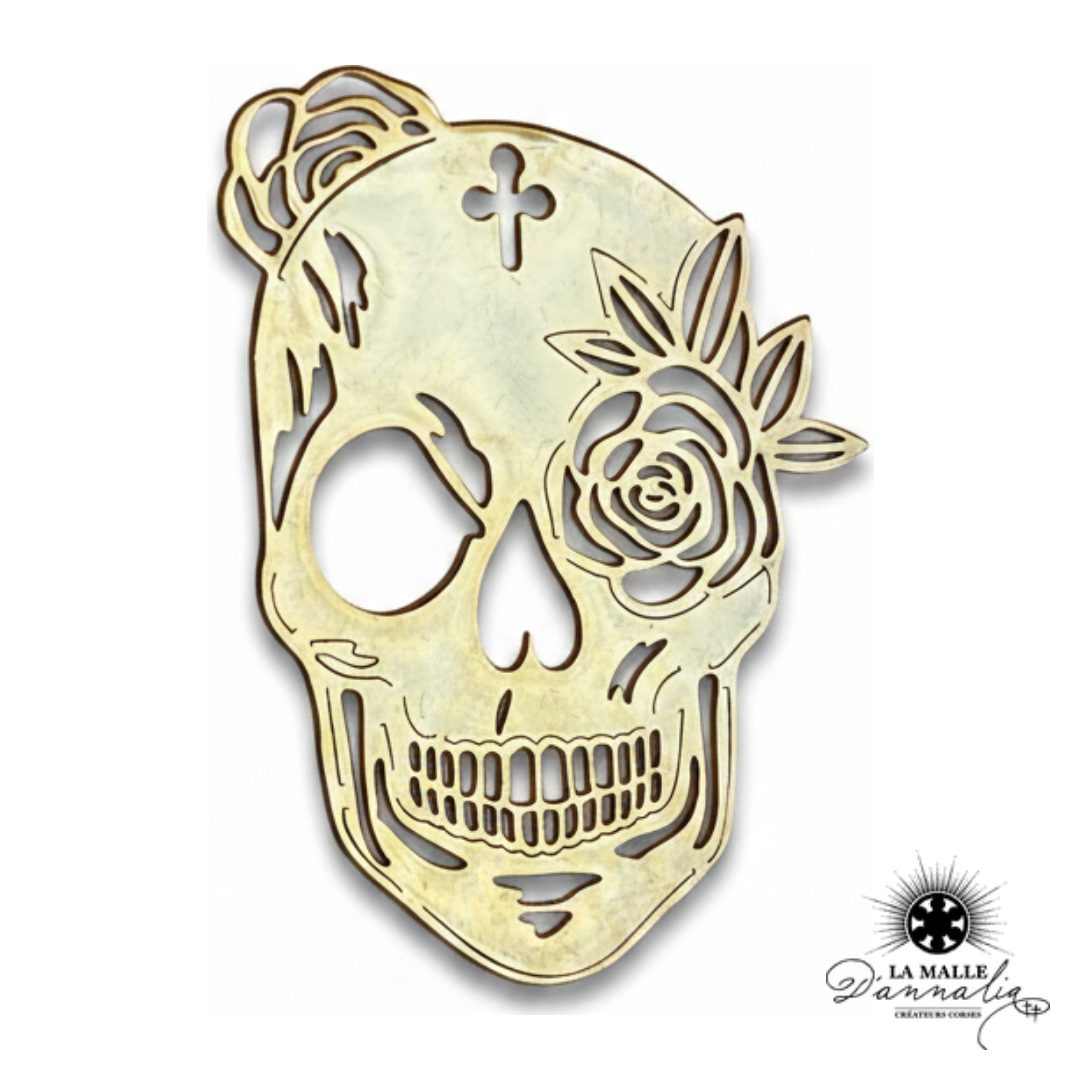 breloque tête de mort mexicaine calavera fleurie dorée charm rock chic La Malle d'Annalia