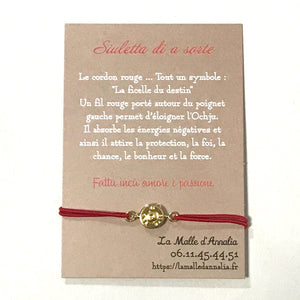 BENOIT : fil rouge douille 9mm plaqué or ou argent