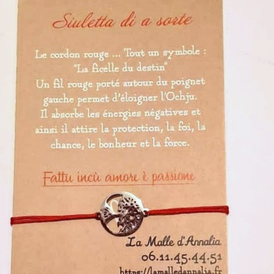 Bracelet Fil Rouge Protection Corse - Arbre de vie Acier - Ajustable - Fait Main à Bastia