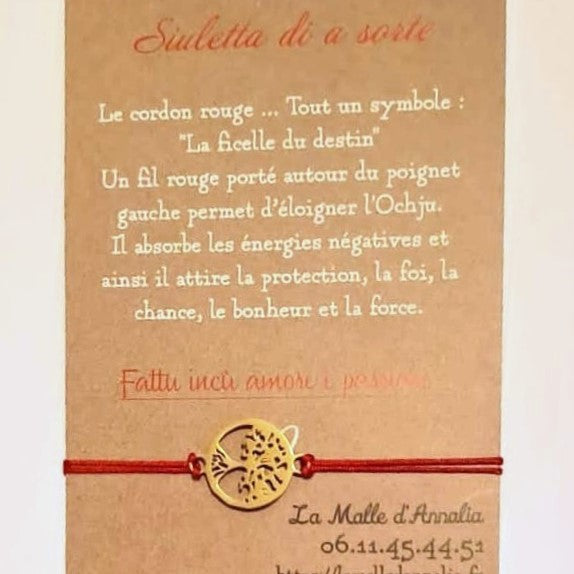 Bracelet Fil Rouge Protection Corse - Arbre de vie Acier - Ajustable - Fait Main à Bastia
