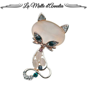 CELIA : broche chat doré rosé