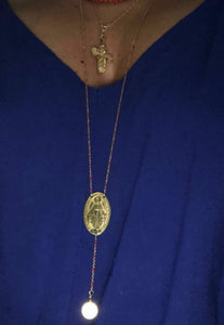 chapelet Collier acier inoxydable douille dorée à l'or fin