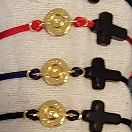 SANTU OR : Bracelet corde croix et douille dorée à l'or fin
