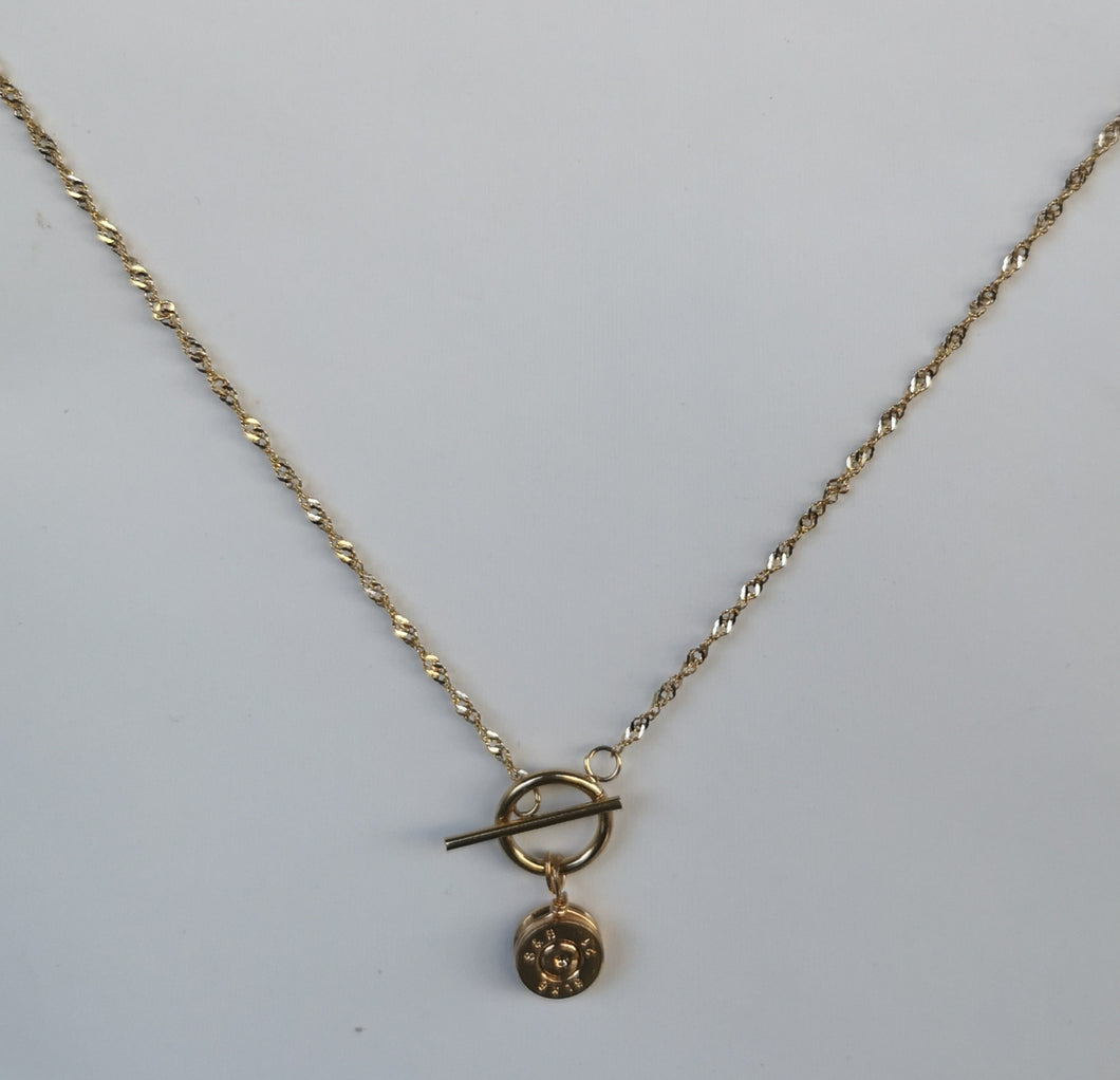 ANNA : Collier acier inoxydable douille dorée à l'or fin