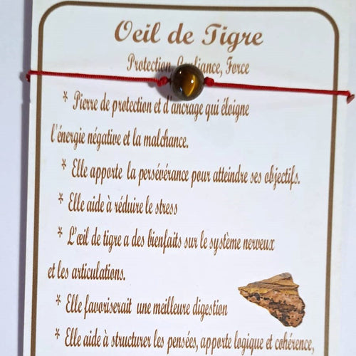 PERLE OEIL DU TIGRE : fil rouge perle