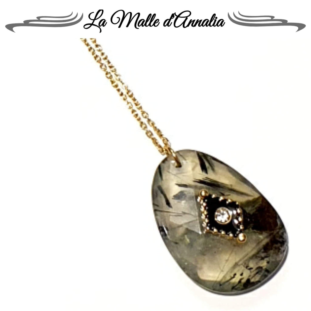 CITRINE : Collier sautoir en acier chirurgical 316L